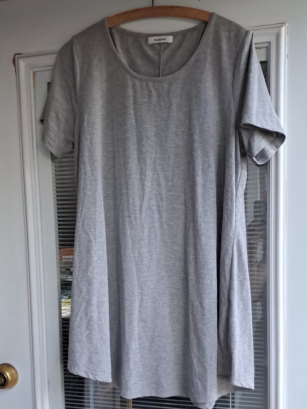 Gray Short-Sleeve A-Line Tunic by Eileen Fisher